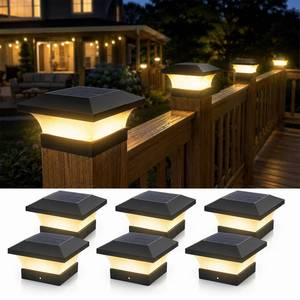 lot 907 image: T-SUN 4X4 Solar Post Cap Lights Outdoor Waterproof, Black 6 Pack - Retail $69
