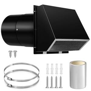 lot 908 image: 8 Inch Wall Vent Cap Hood Wall Microwanve Exhaust Vent Cover Cap for Kitchen Exhaust Range Dryer Bathroom Fan HVAC Duct Hood Outdoor Air Vent, Black - Retail $47