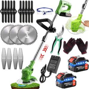 lot 933 image: Pre Owned, May or is Missing Pieces Weed Wacker Cordless Grass Trimmer Weed Eater Electric Brush Cutter Quick Charger Cordless Lightweight Electric Edger Lawn Tool for Lawn Garden Pruning and Trimming - Retail $40