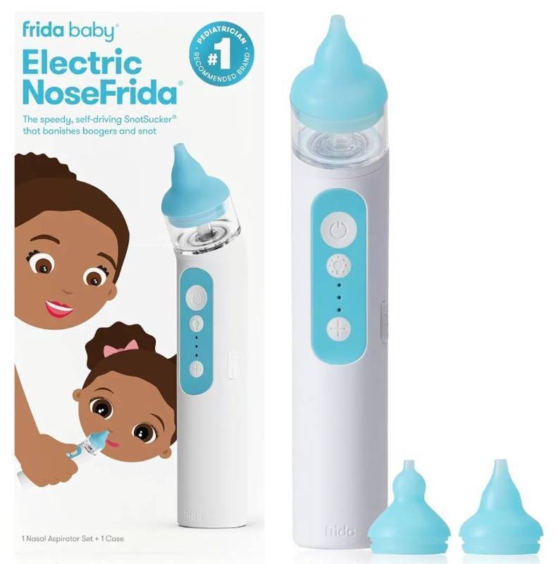 lot 17342 image: Frida Baby Electric NoseFrida Nasal Aspirator for Baby, Nose Sucker for Baby & Toddler, Upgraded Nasal Aspirator for Congestion  Allergy Relief with 3 Suction Levels, 2 Silicone Tips, USB - Retail $36