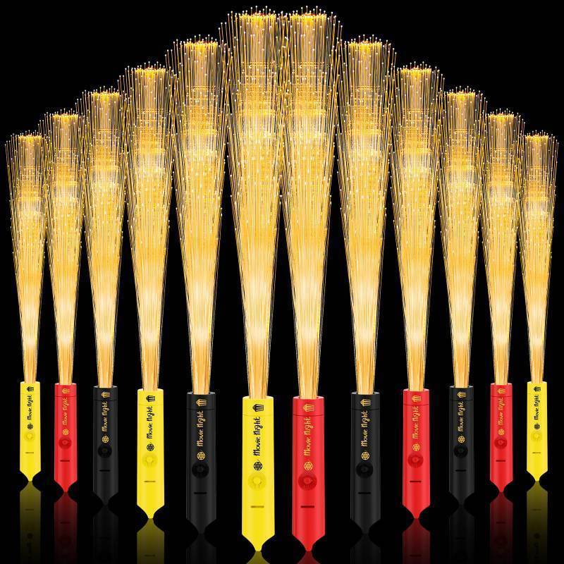 lot 17727 image: 12 Pack Movie Theme Party Supplies Movie Night Party Favors Cinema Fiber Optic Wands with 3 Light Modes Light up Glow Sticks for Film Theater Birthday Glow in The Dark Party Supplies - Retail $18