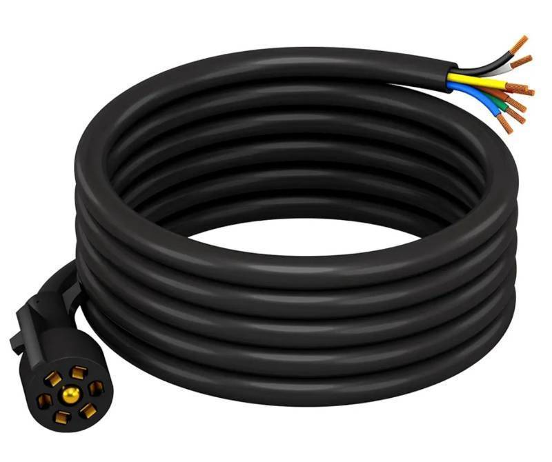 lot 27944 image: 7 Way Trailer Cord Heavy Duty 8 FT Trailer Wiring Harness Kit 7 Pin Trailer Plug Inline Wire Harness Cable for Trailers RVs Campers - Retail $20