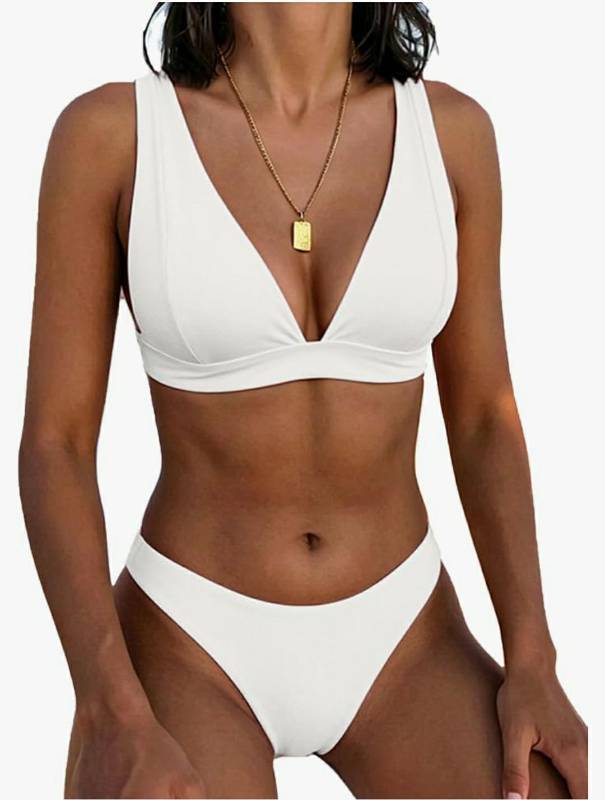 lot 28014 image: Bathing Suits for Women Deep V Neck Sexy Two Piece Bikini Sets for Women Thong Halter Cheeky Swimsuit M - Retail $31