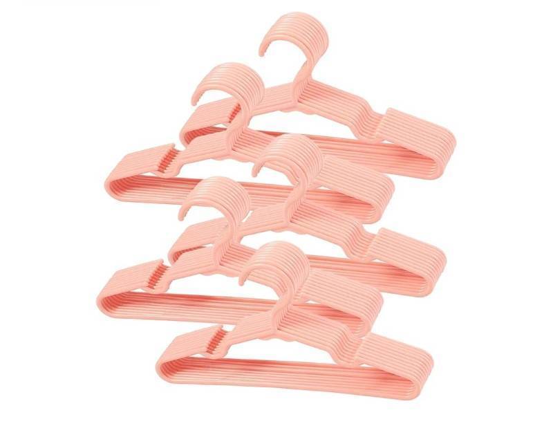 lot 37962 image: 50 pcs Pink Baby Nursery Closet Hangers,Non-Slip Laundry Infant Pant Hanger for Newborn Clothes,Ultra-Thin Child Coat Hanger for Girl Boy Toddler Kids - Retail $18