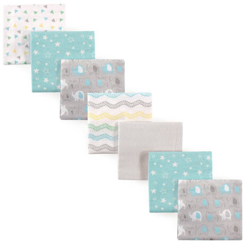 lot 72891 image: Friends Unisex Baby Cotton Flannel Receiving Blankets, Basic Elephant 7-Pack, One Size - Retail $12