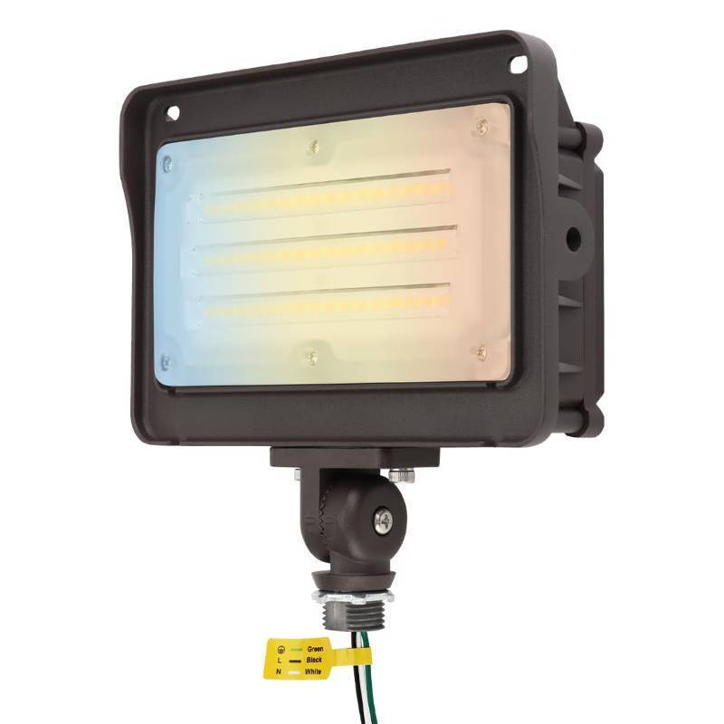 lot 72910 image: LED Flood Light Outdoor, 50W40W30W 6500lm 3000K4000K5000K Selectable, Dusk-to-Dawn Photocell, IP65 Waterproof Adjustable Knuckle Mount Security Lights, 100-277V ETL Listed 1-Pack - Retail $46