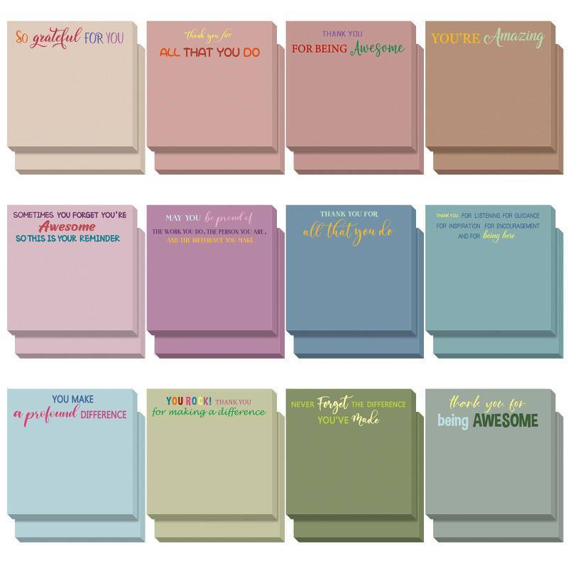 lot 73340 image: 24 Pcs Inspirational Sticky Notes - Back to School Gifts Bulk Employee Appreciation Motivational Thank You, 3x3 Mini Pocket Notepads for Teacher Office Supplies (Appreciation,Classic) - Retail $10