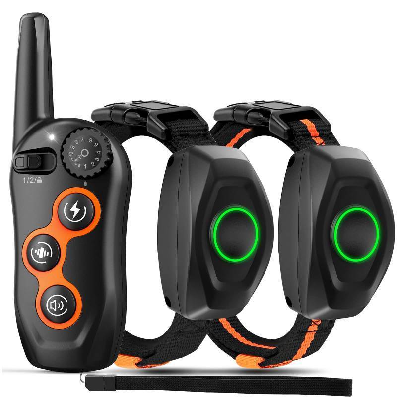 lot 73374 image: Dog Training Collar, IPX7 Waterproof Dog Shock Collar with Remote Range 1300ft, 3 Training Modes, Beep, Static, Vibration, Rechargeable Electric Training Collar for Small Medium Large Dogs - Retail $39