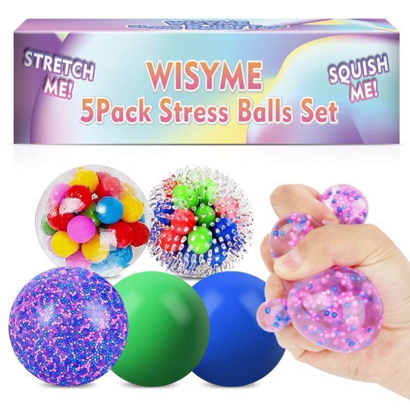 lot 73401 image: 3PACK Stress Balls for Adults Size 2.36 inches, Squishy Balls for Adults Stress Relief, Squishies Ball Sticky Balls, Squeeze Balls Colorful Balls (3pcs available) - Retail $10