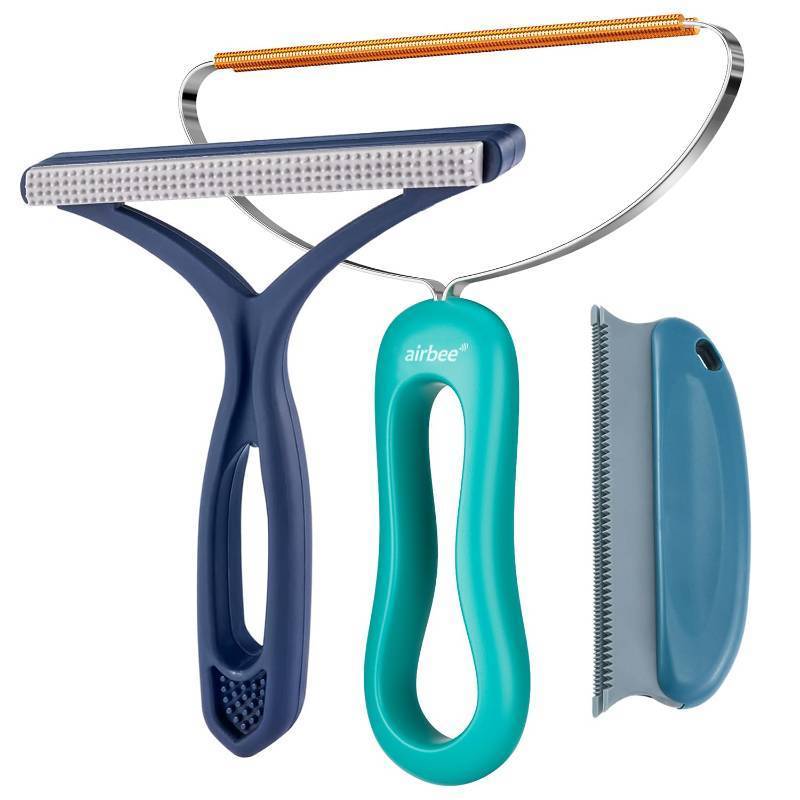 lot 73424 image: Pet Hair Remover 3-Pack, Dog Cat Hair Remover, Lint Shaver Cleaner Pro, Fur Removal Tool, Portable Carpet Scraper, Fuzz Rollers Hairball Brush for Carpets, Clothes, Car Mats, Couch, Pet Bed, Furniture - Retail $8