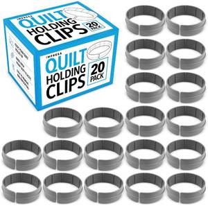 lot 18253 image: Impresa Sewing & Quilting Supplies Quilt Clips - 1 in Tall x 3 in Dia, 20-Pack, Gray Plastic - Machine Quilting Clips & Clamps - Large Plastic Quilt Rings & Frame Roll Clamps - Retail $24