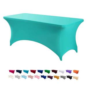 lot 18267 image: 2PCS 6FT Spandex Table Cover Rectangular Stretch Spandex Tablecloth (Turquoise,6FT) - Retail $29