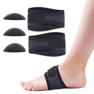 lot 18279 image: Foot Arch Support Brace (1 Pair) with Gel Pads- Wrap Corrector for Flat Foot, Adjustable Plantar Fasciitis Sleeve Strap for Pain Relief, Fallen Arches, Flat Feet High and Fallen Arch Unisex - Retail $14