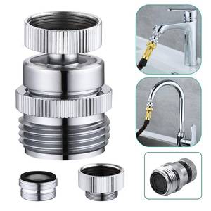 lot 18286 image: Faucet to Garden Hose Adapter,Brass 34-Inch Garden Hose Adapter with Aerator, 360-degree Swivel for Kitchen And Bathroom,Chrome - Retail $10