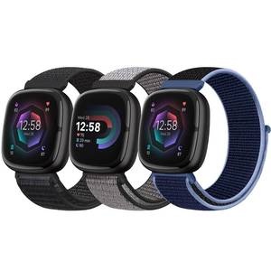 lot 18292 image: Nylon Loop Compatible with Fitbit Sense 2Fitbit Sense43 Bands, Women Men Soft Adjustable Breathable Strap Solo Loop Replacement Wristband - Retail $10