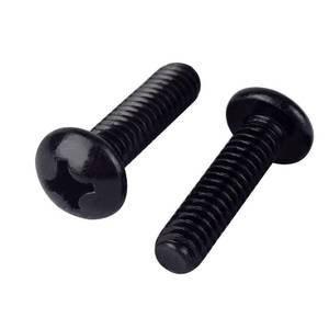 lot 18303 image: #10-24 x 58 (14 to 2 Available) Pan Head Machine Screws Black, Phillips Drive, 304 Stainless Steel 18-8, Full Thread, 40 PCS - Retail $8