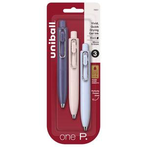 lot 18306 image: Gel Pens, 0.5mm, Grape, Peach & Soda, Black Ink, 3 Pack - Retail $15