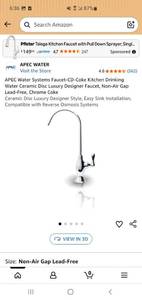 lot 18327 image: APEC Water Systems Faucet-CD-Coke Kitchen Drinking Water Ceramic Disc Non-Air Gap Lead-Free - Retail $40