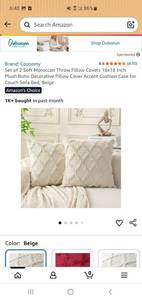lot 18329 image: Set of 2 Soft Moroccan Throw Pillow Covers 18x18 Inch Beige - Retail $14