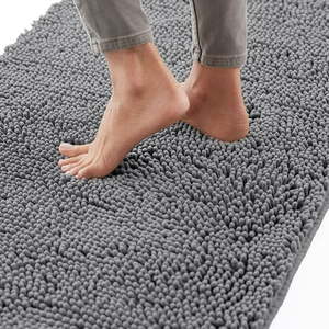 lot 18330 image: Gorilla Grip Bath Rug 24x17  Thick Soft Absorbent Chenille  Rubber Backing Quick Dry Microfiber Mats  Machine Washable Rugs for Shower Floor  Bathroom Runner Bathmat Accessories D cor  Grey 24  x 17  Grey - Retail $30