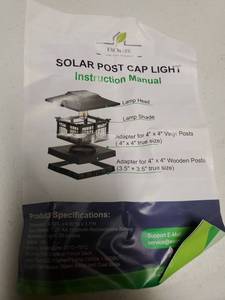 lot 18332 image: Solar Post Cap Light 2-Pack with Adapters for 4x4 Posts white (missing Adapter) - Retail $32