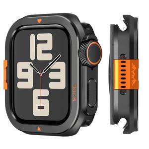 lot 18351 image: Metal Bumper Cover Compatible with Apple Watch Series 654SE Case 44mm, Turn 44mm into Ultra Look Rugged Shockproof Protector with Back Frame for iWatch 44mm, Black - Retail $20
