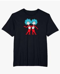 lot 18352 image: Dr. Seuss Thing 1 Thing 2 Buddies T-Shirt Black (kids size M) - Retail $20