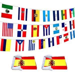 lot 18354 image: 2 Set 22 Spanish Language Speaking Countries Flags Banner String for Classroom Latin American Latino Bunting Flags,60 Feet - Retail $10
