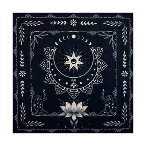 lot 18377 image: Tarot Altar Cloth, Square Divination Mat, Polyester Witchcraft Witch Altar Tablecloth for Tarot Cards Crystals Rituals Spiritual Supplies Black 19.3x19.3in49x49 cm - Retail $7