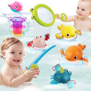 lot 18379 image: Bath Toy for Toddlers ,Bathtub Toy with Floating Mold Free Swimming Toys and Stacking Cups,Magnetic Fishing Game for Toddlers and Babies - Retail $20