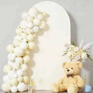 lot 18391 image: 7.2FT Ivory Arch Cover - Polyester Fitted Wedding Arch Stand Covers Round Top Chiara Arch Backdrop Cover for Birthday Banquet Photo Background Party Decoration - Retail $22