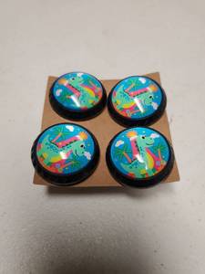 lot 18394 image: Set of 4 Dinosaur Design Drawer Knobs with Hardware - Retail $10