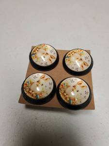 lot 18395 image: Drawer Cabinet Knobs Bunny Floral Print Set of 4 with Mounting Screws - Retail $10