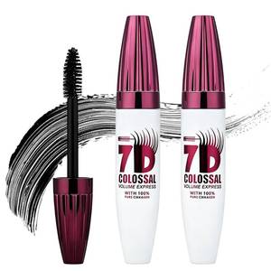lot 18398 image: 7D Waterproof Mascara, Black Lengthening Thickening Softer Fuller Lashes Mascara, Smudge-Proof, Gentle Formula, Daily Use (2Pcs) - Retail $10