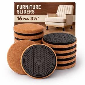 lot 18402 image: Felt Furniture Sliders for Hardwood Floors Protectors, PISAO 16 PCS 3� Heavy Duty Furniture Pads Movers for Hard Surfaces - Chair Leg Protectors, Move Large Furniture Easily - Retail $15