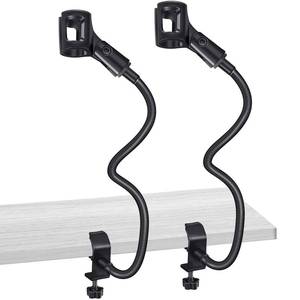 lot 18403 image: 2 Sets Gooseneck Mic Stand 13 in Flexible Desktop with Desk Clamp - Retail $16