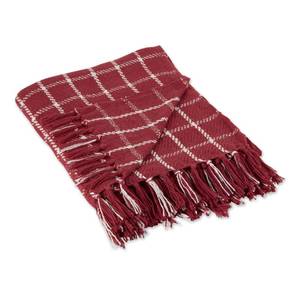 lot 18408 image: Transitional Checked Plaid Woven Throw, 50x60, Barn Red - Retail $15