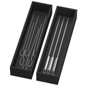 lot 18415 image: Bamboo Kitchen Drawer Organizer, 2 Pack, 12 x 3 x 2, Black - Retail $23