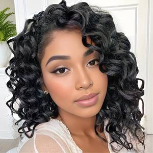 lot 18416 image: Ocean Wave Crochet Hair for Black Women Short Wavy Crochet Hair - Retail $16