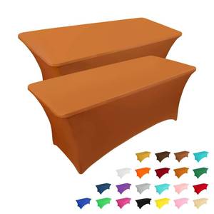 lot 18425 image: 2 Pack 6FT Table Cloth for Rectangular Spandex Caramel Table Cover - Retail $27