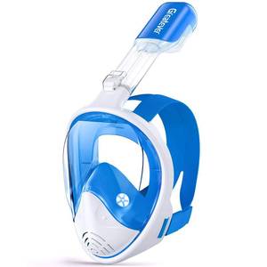 lot 18429 image: Full Face Snorkel Mask, Snorkeling Gear for Adults Kids with Latest Dry Top Breathing System and Detachable Camera Mount, Foldable Panoramic View Snorkeling Mask Set, Anti-Fog & Anti-Leak - Retail $43
