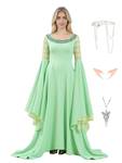 Arwen Costume for Women Queen Dress with Headpiece Elf Halloween Cosplay Medieval Renaissance Dress Gown M Green - Retail: $60