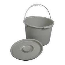lot 60945 image: plastic commode bucket with a secure lid and metal handle