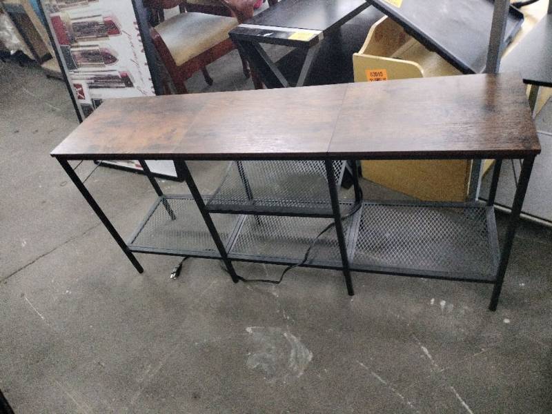 lot 63019 image: Rustic Brown Media Console Table
