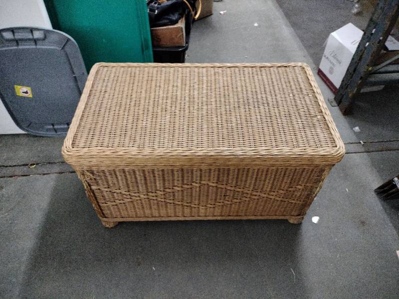 lot 62278 image: Woven Storage Chest with Assorted Toys