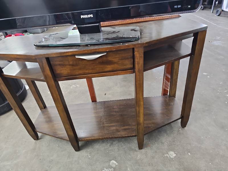 lot 62605 image: Dark Wood sofa table With Drawer