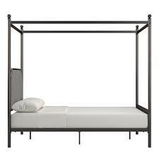 lot 60996 image: Wapakoneta Upholstered Metal Queen Size Canopy Bed - With Box Spring and Mattress