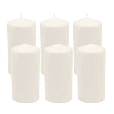 lot 61030 image: Stonebriar Collection Unscented White Pillar Candle  6-Pack  3  x 6   65-Hour Burn Time