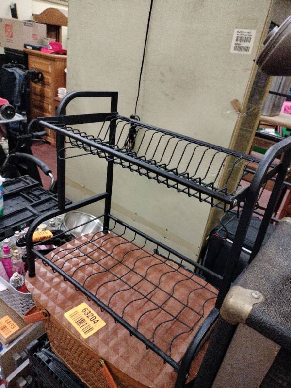 lot 63205 image: 2-tier black metal dish drying rack