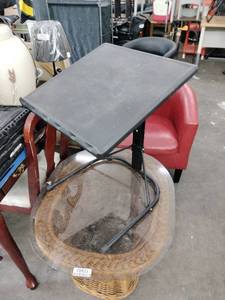 lot 20934 image: Peakform Adjustable Height Folding Tray Table Black